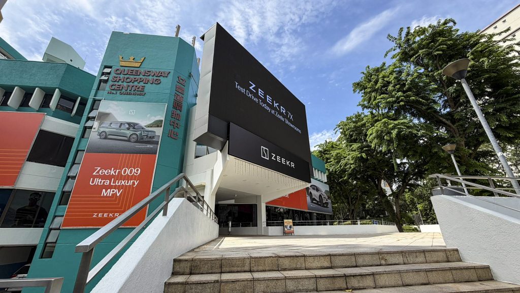 Singapore billboard and LED advertising at Queensway Shopping Centre featuring Zeekr campaign by The Perfect Media