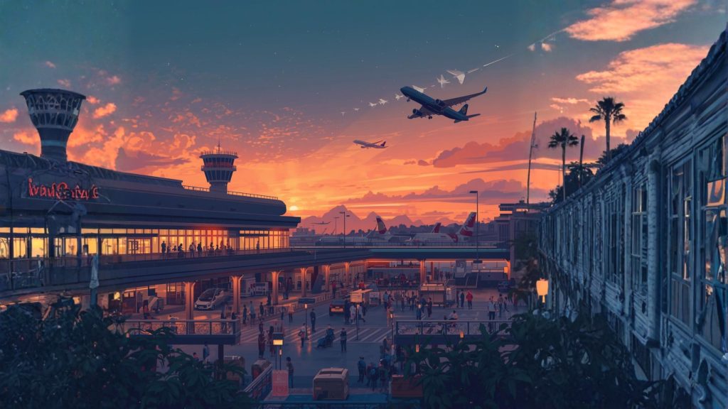 The perfect media AI-generated airport advertising concept showcasing large-scale digital out-of-home media and immersive brand storytelling in Southeast Asia