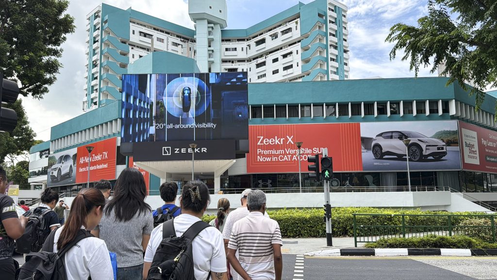 Zeekr LED screen advertising at Queensway Shopping Centre in Singapore by The Perfect Media